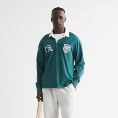  Philadelphia Eagles Abercrombie & Fitch Heavyweight Knit Rugby Shirt - Midnight Green