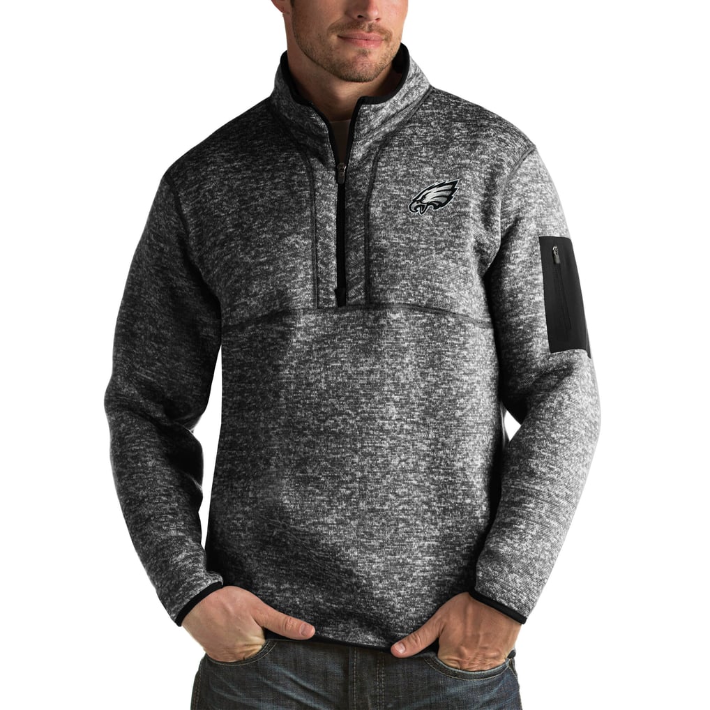 Philadelphia Eagles Antigua Fortune Big & Tall Quarter-Zip Pullover Jacket - Heather Black