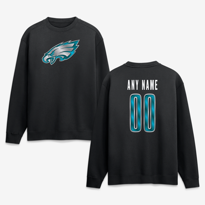 Philadelphia Eagles  Metallic Mascot Personalized Name & Number Sweatshirt - Black