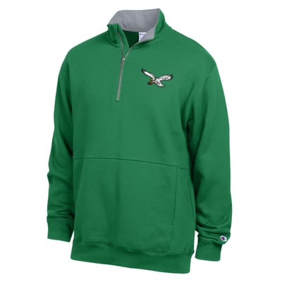  Philadelphia Eagles Champion Fleece Quarter-Zip Pullover -  Kelly Green/Heather Gray