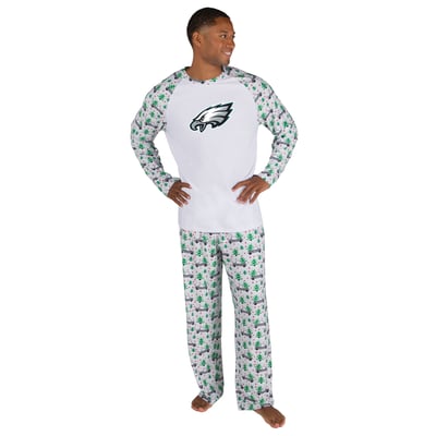 Philadelphia Eagles Concepts Sport Frostbite Knit Long Sleeve Top & Pants Sleep Set - White