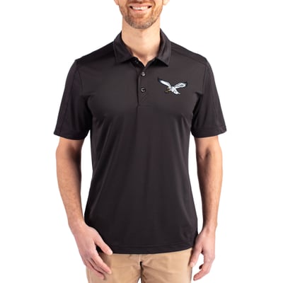 Philadelphia Eagles Cutter & Buck Textured Stretch Short Sleeve Polo - Black
