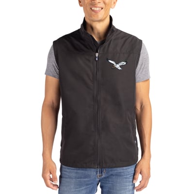  Philadelphia Eagles Cutter & Buck Throwback Charter Eco Recycled Full-Zip Vest - Black