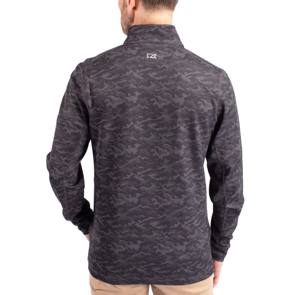Philadelphia Eagles Cutter & Buck Traverse Camo Print Stretch Quarter-Zip Pullover - Black