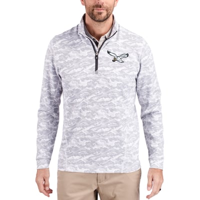 Philadelphia Eagles Cutter & Buck Traverse Camo Print Stretch Quarter-Zip Pullover - Charcoal