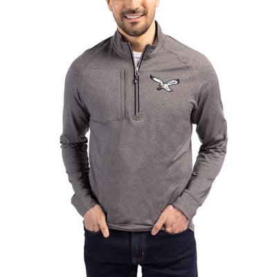Philadelphia Eagles Cutter & Buck Adapt Eco Knit Heathered Recycled Quarter-Zip Pullover - Heather Black