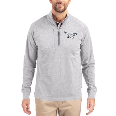 Philadelphia Eagles Cutter & Buck Adapt Eco Knit Heathered Recycled Quarter-Zip Pullover - Heather Gray