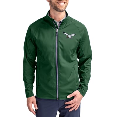 Philadelphia Eagles Cutter & Buck Adapt Eco Knit Hybrid Recycled Full-Zip Jacket - Hunter Green