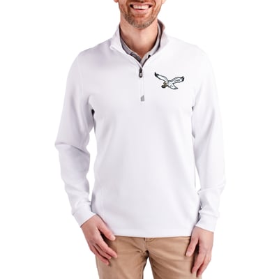 Philadelphia Eagles Cutter & Buck Traverse Stretch Quarter-Zip Pullover - White