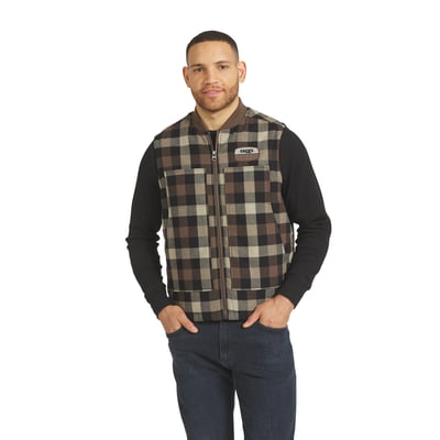 Philadelphia Eagles Darius Rucker Collection by Fanatics Brushed Plaid Sherpa Full-Zip Vest - Brown