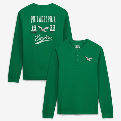  Philadelphia Eagles Darius Rucker Collection by Fanatics Waffle-Knit Henley Long Sleeve T-Shirt - Kelly Green
