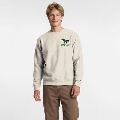  Philadelphia Eagles Disney x Champion Powerblend Left Chest Fullback Crew Sweatshirt - Oatmeal