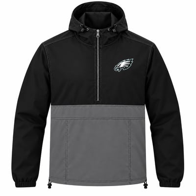  Philadelphia Eagles Fanatics Big & Tall Anorak Half-Zip Hooded Jacket - Black