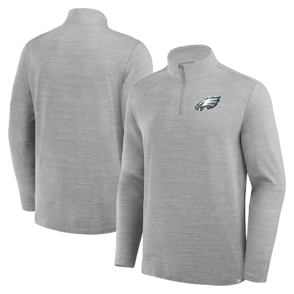 Philadelphia Eagles Fanatics Clutch Quarter-Zip Pullover - Heather Gray