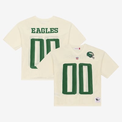  Philadelphia Eagles Mitchell & Ness Retro Roots Short Sleeve Sweater Jersey - Cream