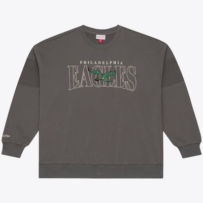  Philadelphia Eagles Mitchell & Ness Oversized Heritage Hues Fleece Sweatshirt - Gray