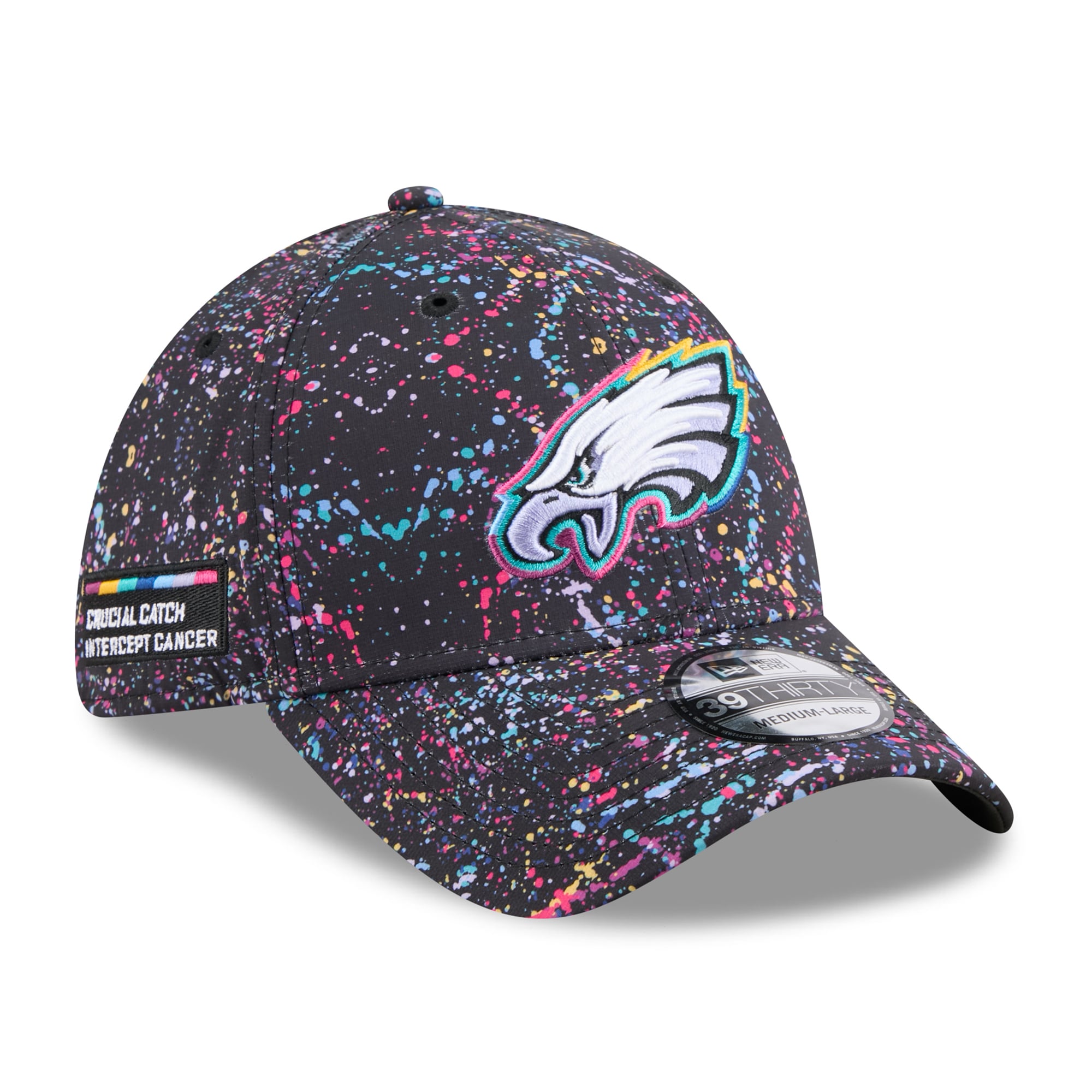New Era 39 Thirty Philadelphia Eagles Crucial Catch Intercept Cancer Hat S/M New Era 39Thirty Cap - CRUCIAL CATCH Philadelphia Eagles  main image 4