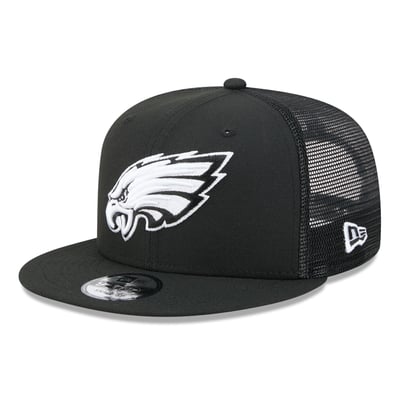 Philadelphia Eagles New Era 9FIFTY Snapback Trucker Hat - Black/White