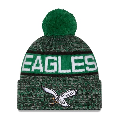 Philadelphia Eagles New Era Throwback Marled Cuffed Knit Hat with Pom - Kelly Green