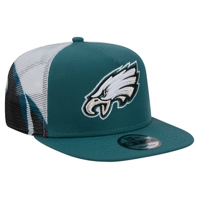 Philadelphia Eagles New Era Mesh A-Frame 9FIFTY Snapback Trucker Hat - Midnight Green/Black