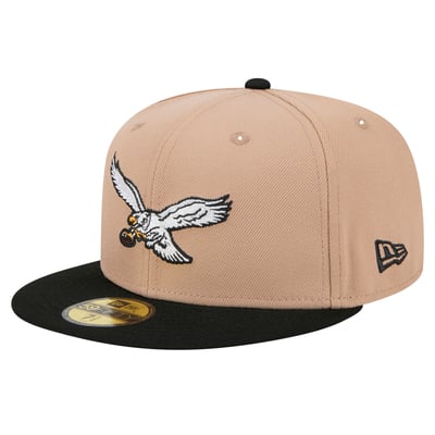 Philadelphia Eagles New Era  Throwback Logo Main 59FIFTY Fitted Hat - Tan