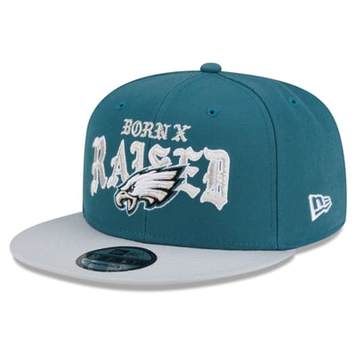 Philadelphia Eagles New Era x Born x Raised 9FIFTY Snapback Hat - Midnight Green/Silver