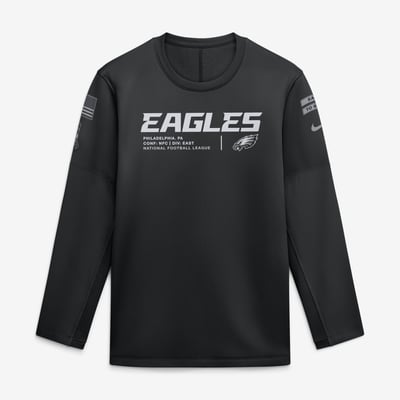  Philadelphia Eagles Nike 2026 Salute to Service Sideline Coaches Crewneck Therma-FIT Sweatshirt - Black