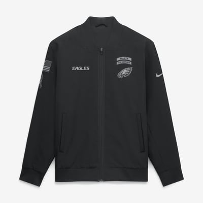  Philadelphia Eagles Nike 2026 Salute to Service Sideline Full-Zip Bomber Jacket - Black