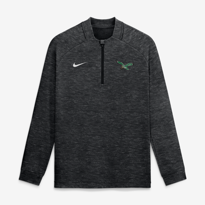 Philadelphia Eagles Nike Par Raglan Tri-Blend Therma-FIT Half-Zip Pullover - Heather Black