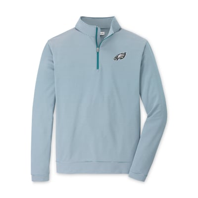 Philadelphia Eagles Peter Millar Perth Sugar Stripe Performance Quarter-Zip Pullover - Midnight Green/White