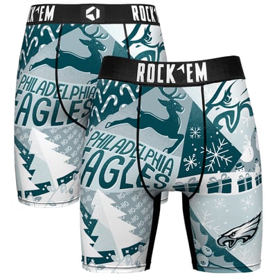 Philadelphia Eagles Rock Em Socks Holiday Tacky Remix Boxer Briefs - Midnight Green