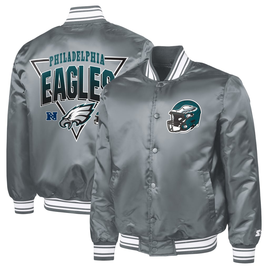  Philadelphia Eagles Starter Printed Triangle Graphic Satin Full-Snap Varsity Jacket - Gray