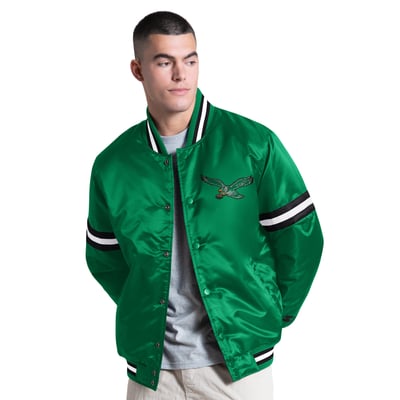 Philadelphia Eagles Starter Courtside Varsity Retro Logo Full Snap Jacket - Kelly Green