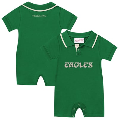 Philadelphia Eagles Mitchell & Ness Newborn & Infant Retro Roots Rugby Romper - Kelly Green
