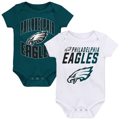 Philadelphia Eagles Outerstuff Newborn & Infant Snuggle Blitz 2-Pack Bodysuit Set - Midnight Green/White