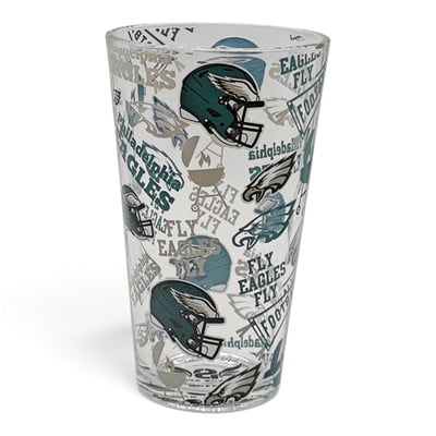 Philadelphia Eagles Pegasus 16oz Scatter Logos Pint Glass