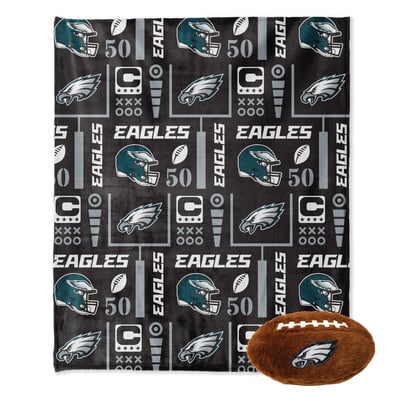 Philadelphia Eagles Pegasus 50" x 60" Blackout Team Spirit Ultra Soft Throw & Plush Football Combo Pack