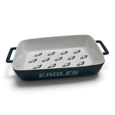 Philadelphia Eagles Pegasus Repeat Logo 16.5" Ceramic Baking Dish