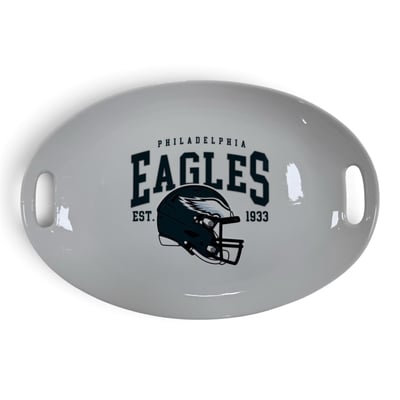 Philadelphia Eagles Pegasus Vintage Arch 17" Ceramic Oval Tray with Handles