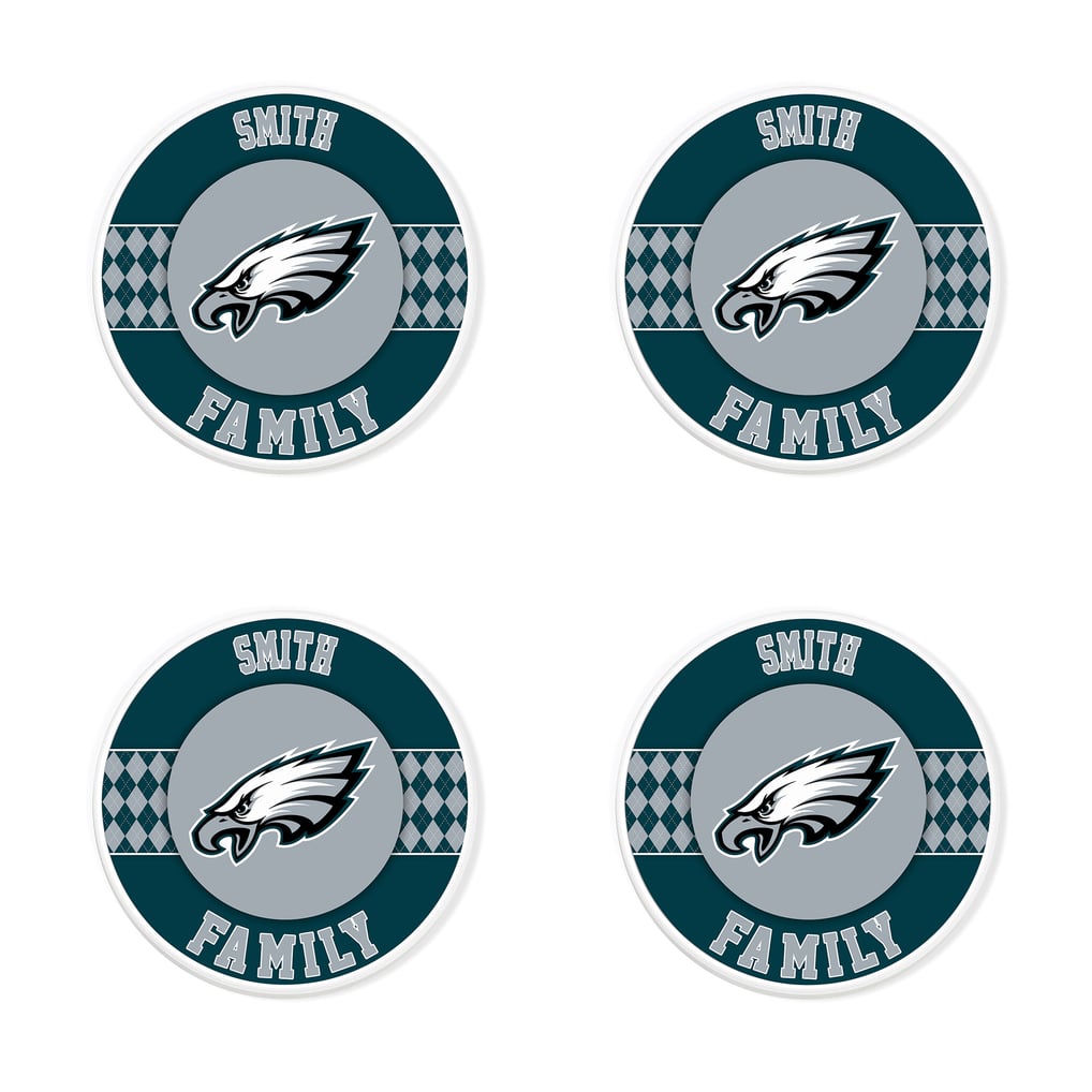 Philadelphia Eagles 4" Personalized Circular Coasters 4-Pack Set