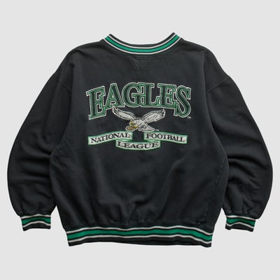 Philadelphia Eagles Logo Athletic 90s Pullover Sweatshirt - Black - S by Fanatics Real Vintage