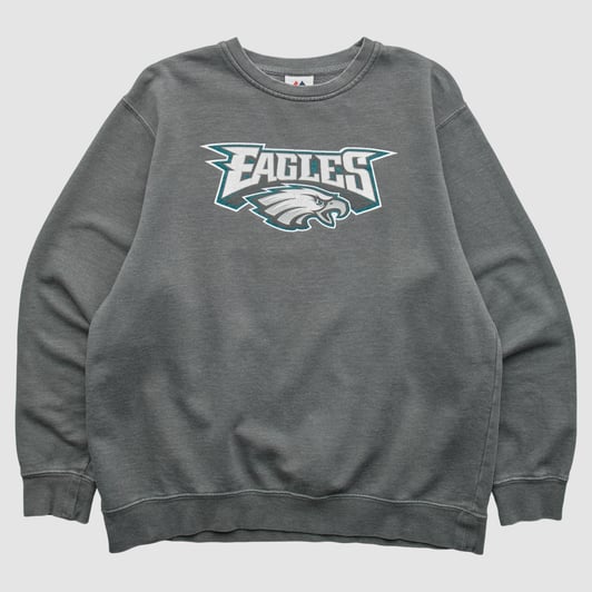 Philadelphia Eagles Majestic 2010s Pullover Sweatshirt - Dark Heather Gray - L by Fanatics Real Vintage