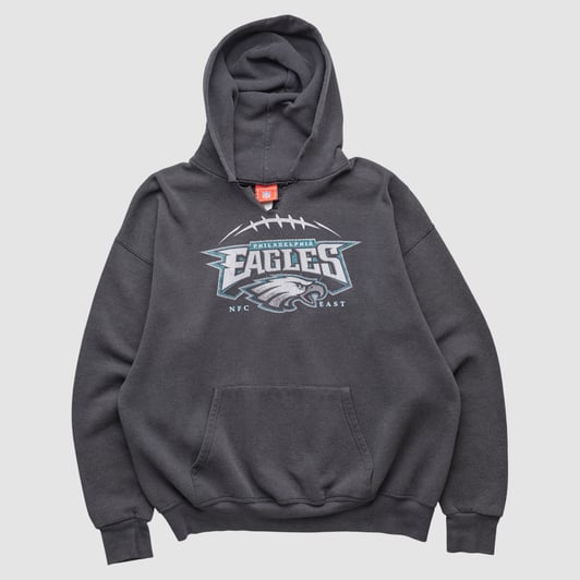 Philadelphia Eagles NFL 2000s Hooded Pullover Sweatshirt - Charcoal - L by Fanatics Real Vintage
