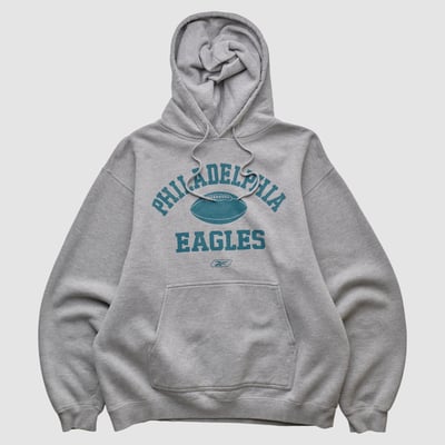 Philadelphia Eagles Reebok 2000s Hooded Pullover Sweatshirt - Heather Gray - S by Fanatics Real Vintage