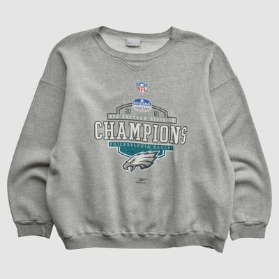 Philadelphia Eagles Reebok 2001 Pullover Sweatshirt - Heather Gray - XL by Fanatics Real Vintage