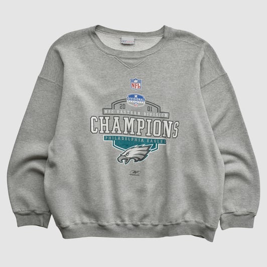 Philadelphia Eagles Reebok 2001 Pullover Sweatshirt - Heather Gray - XL by Fanatics Real Vintage