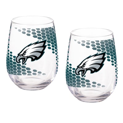 Philadelphia Eagles Two-Piece 17oz. Color Fade Stemless Wine Glass Set