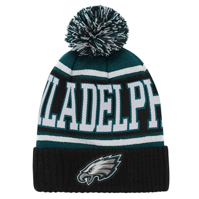 Philadelphia Eagles Outerstuff Preschool True Edge Cuffed Knit Hat with Pom - Black