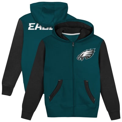  Philadelphia Eagles Outerstuff  Preschool Stadium Colorblock Full-Zip Hoodie - Midnight Green/Black
