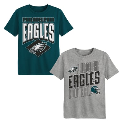 Philadelphia Eagles Outerstuff Preschool Trench Kings 2-Pack T-Shirt Set - Midnight Green/Gray